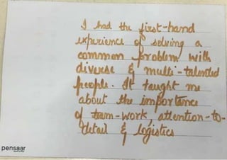 Participant share their input on the Design Thinking summit workshop