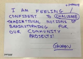 Participant share their input on the Design Thinking summit workshop