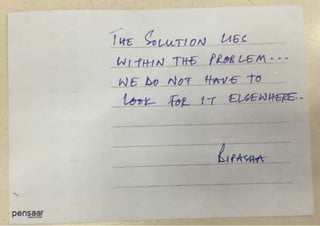 Participant share their input on the Design Thinking summit workshop