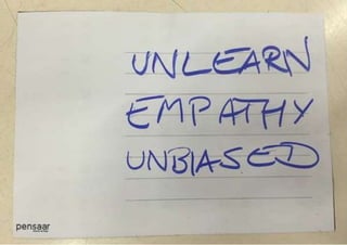 Participant share their input on the Design Thinking summit workshop