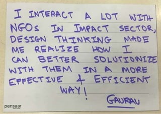 Participant share their input on the Design Thinking summit workshop