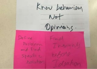 Participant share their input on the Design Thinking summit workshop