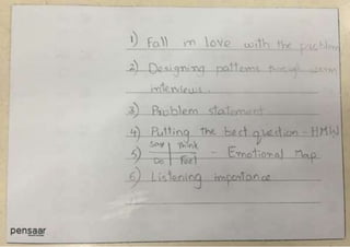 Participant share their input on the Design Thinking summit workshop