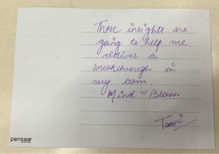 Participant share their input on the Design Thinking summit workshop