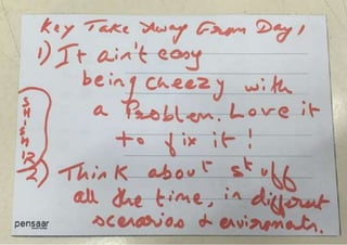 Participant share their input on the Design Thinking summit workshop