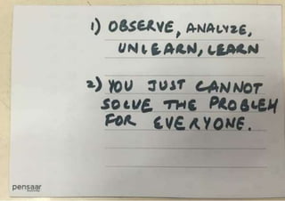 Participant share their input on the Design Thinking summit workshop