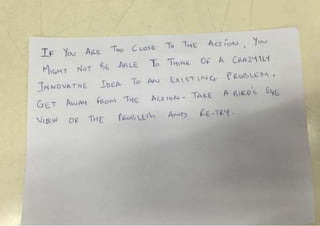 Participant share their input on the Design Thinking summit workshop