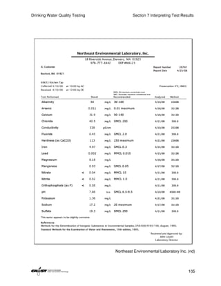 Drinking Water Quality Testing            Section 7 Interpreting Test Results




                                 Northeast Environmental Laboratory Inc. (nd)




                                                                         105
 