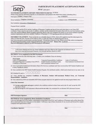 Participant placement acceptance form
