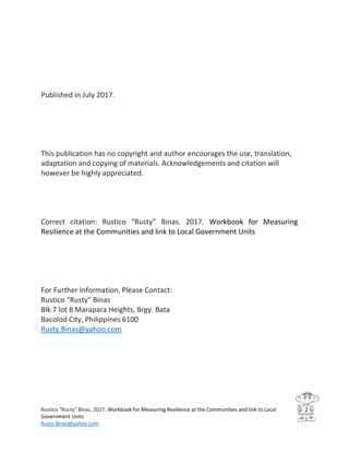 Workbook for Measuring Resilience at the Communities and Link to Local ...