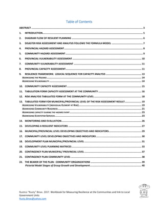 Workbook for Measuring Resilience at the Communities and Link to Local ...