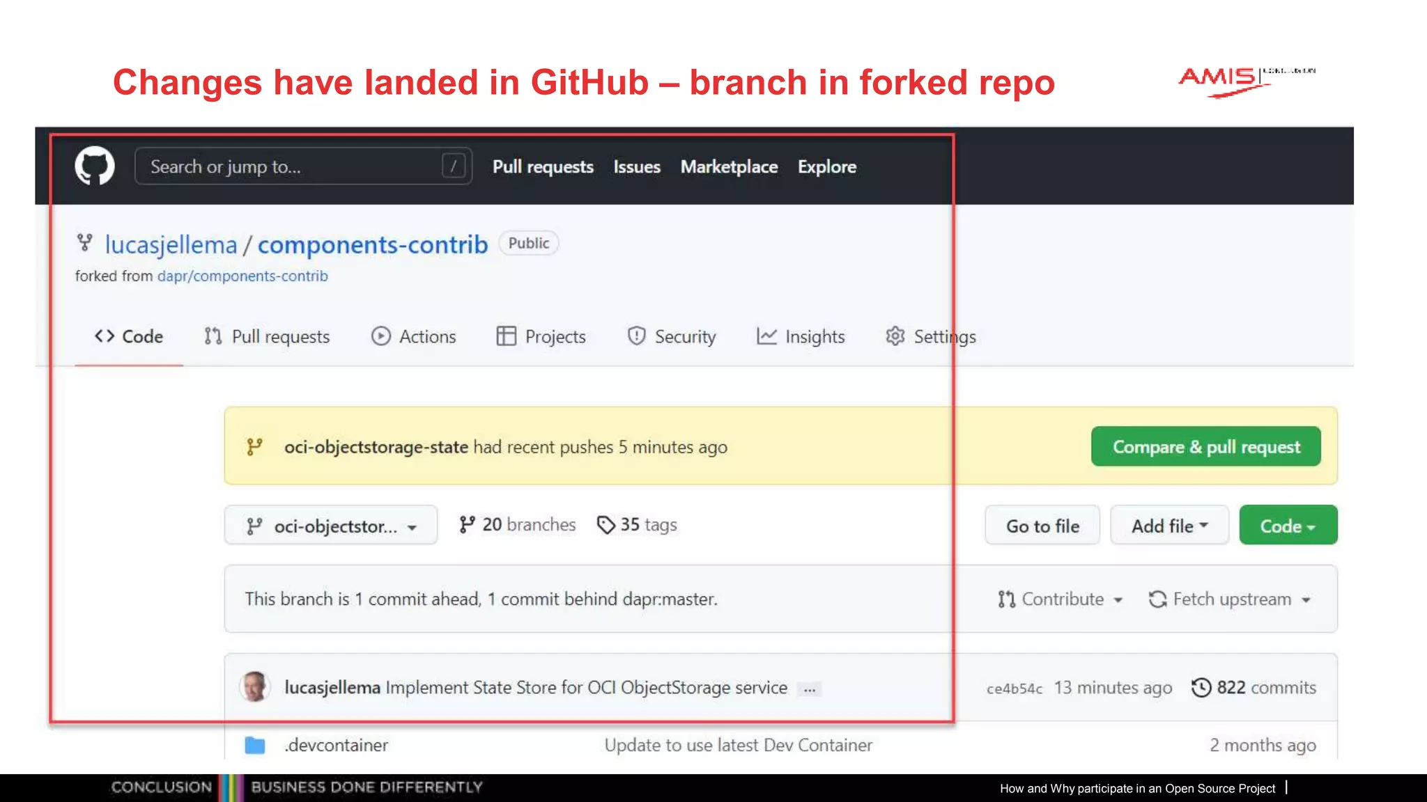 Publiek
How and Why participate in an Open Source Project
Changes have landed in GitHub – branch in forked repo
 