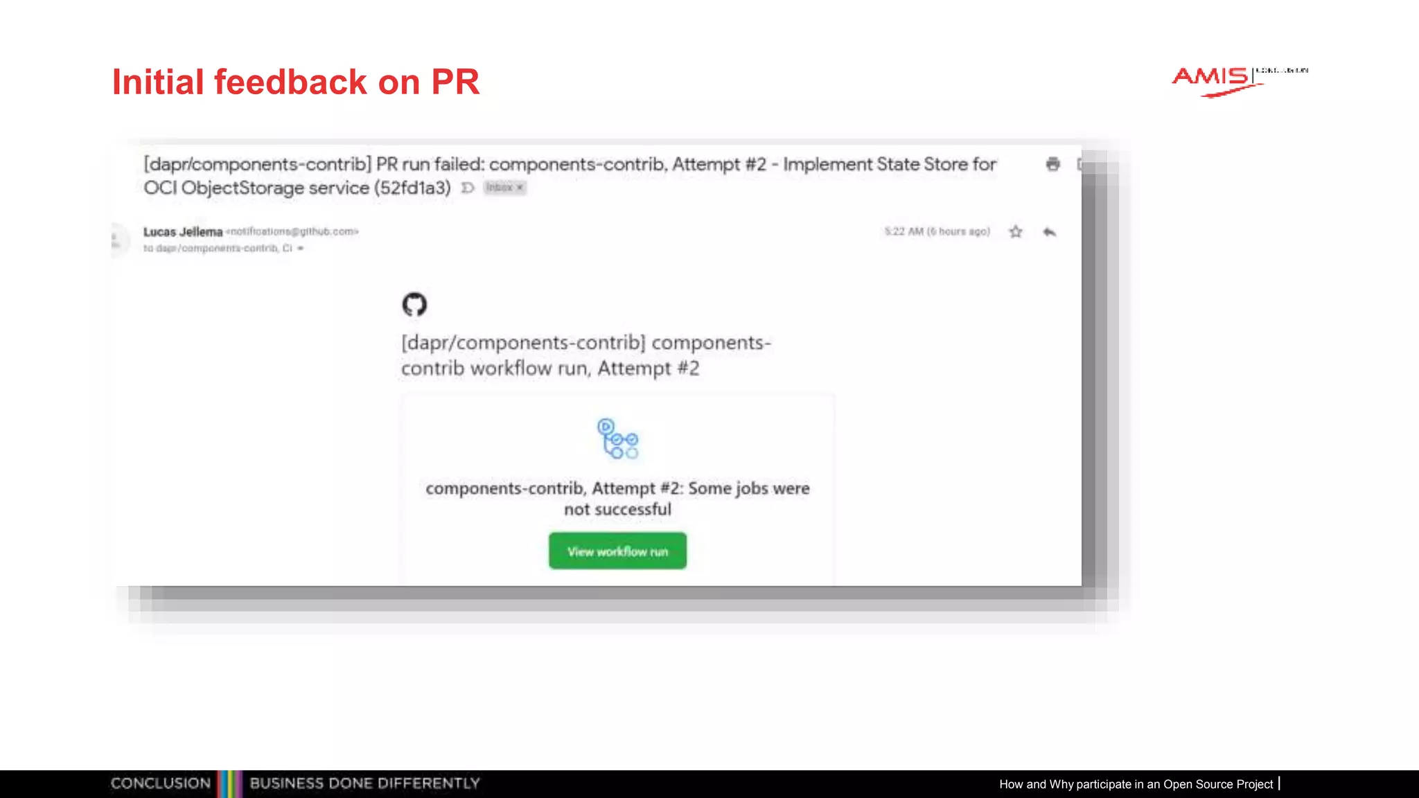 Publiek
Initial feedback on PR
How and Why participate in an Open Source Project
 
