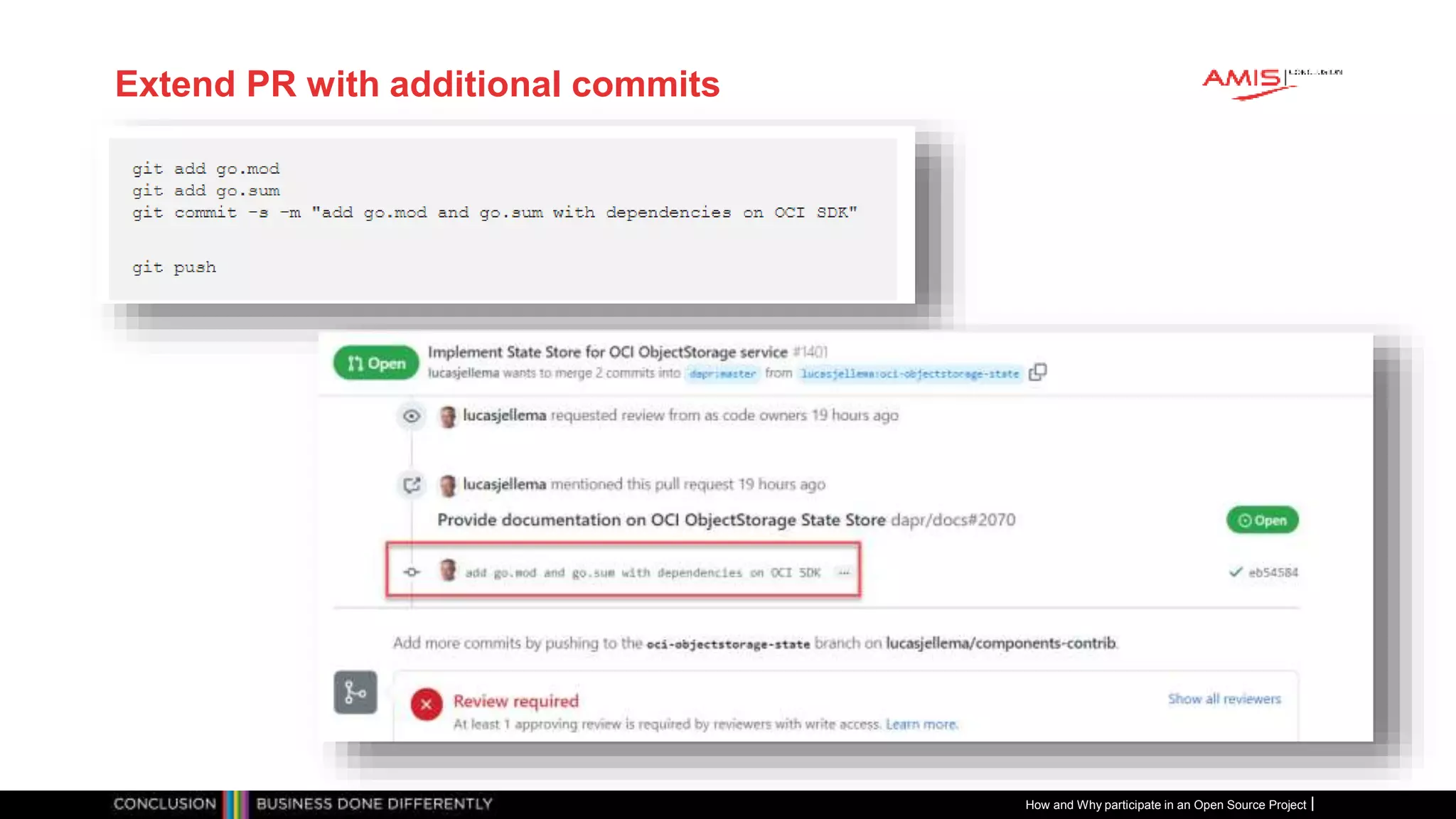 Publiek
Extend PR with additional commits
How and Why participate in an Open Source Project
 