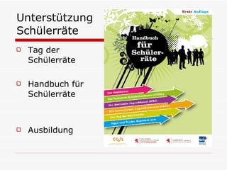 Unterstützung Schülerräte Tag der Schülerräte Handbuch für Schülerräte Ausbildung 