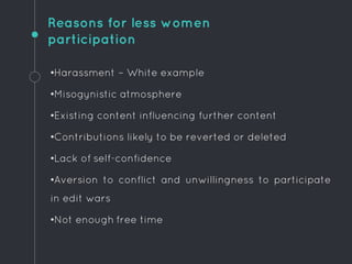 Participation of women in Wikipedia editing | PPTX