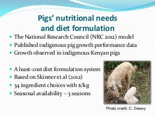 Development of balanced diets using local feeds for smallholder Kenyan pigs: Implications for livelihoods, human health and gender