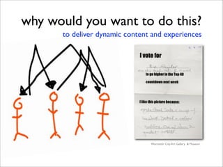 why would you want to do this?
      to deliver dynamic content and experiences




                                Worces...