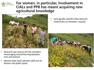 Participatory research and plant breeding in Honduras: improving livelihoods, transforming gender relations 