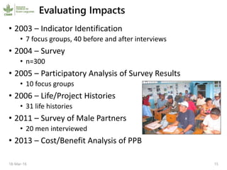 Participatory research and plant breeding in Honduras: improving livelihoods, transforming gender relations 