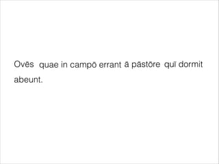 Ovēs ā pāstōre
abeunt.
quae in campō errant quī dormit
 
