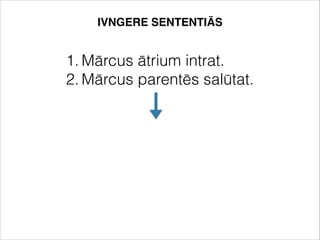 1. Mārcus ātrium intrat.
2. Mārcus parentēs salūtat.
IVNGERE SENTENTIĀS
 