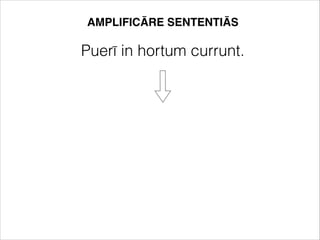 AMPLIFICĀRE SENTENTIĀS
Puerī in hortum currunt.
 