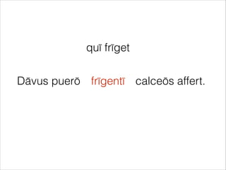 Dāvus puerō calceōs affert.
quī frīget
frīgentī
 