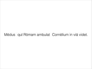 Mēdus Cornēlium in viā videt.quī Rōmam ambulat
 