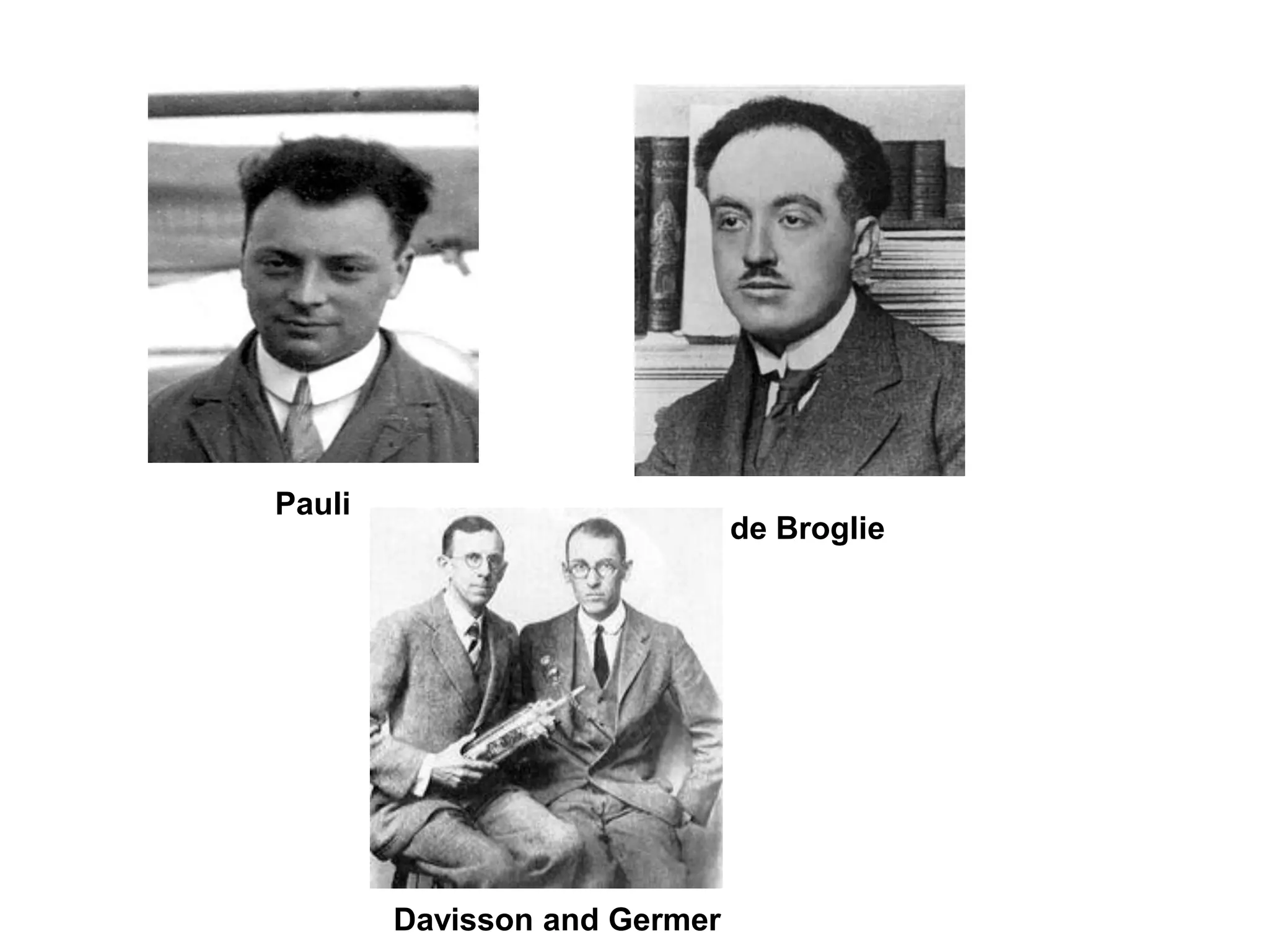 Pauli
de Broglie
Davisson and Germer
 