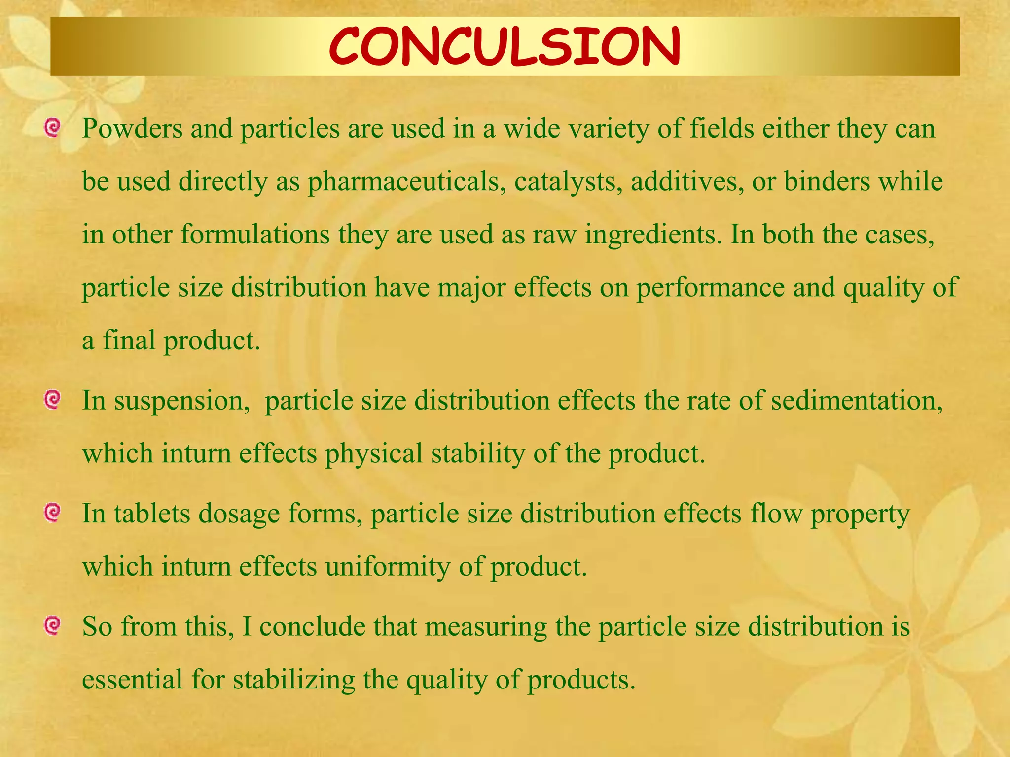 Particle size distribution and its methods | PPTX