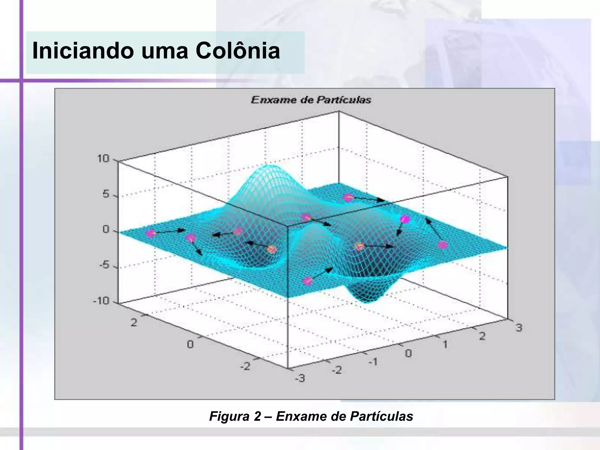 Iniciando uma Colônia
Figura 2 – Enxame de Partículas
 