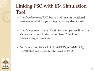 Particle Swarm Optimization and it's Applications in Electromagnetics