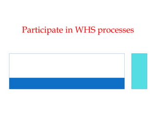 Participate in WHS processes

 