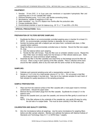 Niosh Sampling Methods Particulados total Niosh | PDF