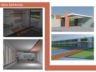 IDEA ESPACIAL
Estar General

Acceso Principal

Piscina

Exposición Cultural

 