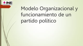 Modelo Organizacional y
funcionamiento de un
partido político
 