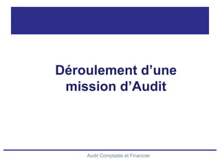 Audit Comptable et Financier
Déroulement d’une
mission d’Audit
 