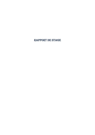 RAPPORT DE STAGE
 