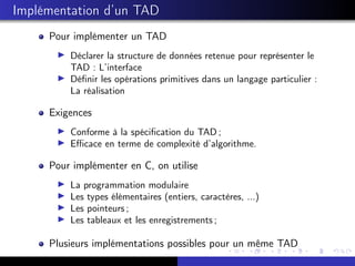 Les types abstraits de données (TAD), Abstract Data Types (ADT) | PDF