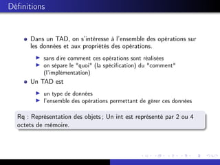 Les types abstraits de données (TAD), Abstract Data Types (ADT) | PDF