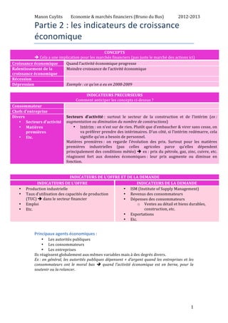 Manon 
Cuylits 
Economie 
& 
marchés 
financiers 
(Bruno 
du 
Bus) 
2012-­‐2013 
1 
Partie 
2 
: 
les 
indicateurs 
de 
cr...