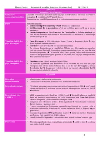 Manon 
Cuylits 
Economie 
& 
marchés 
financiers 
(Bruno 
du 
Bus) 
2012-­‐2013 
3 
CONCEPTS 
CROISSANCE 
ECONOMIQUE 
Croi...