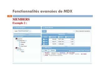 Fonctionnalités avancées de MDX
MEMBERS
Exemple 2 :
70
70
 