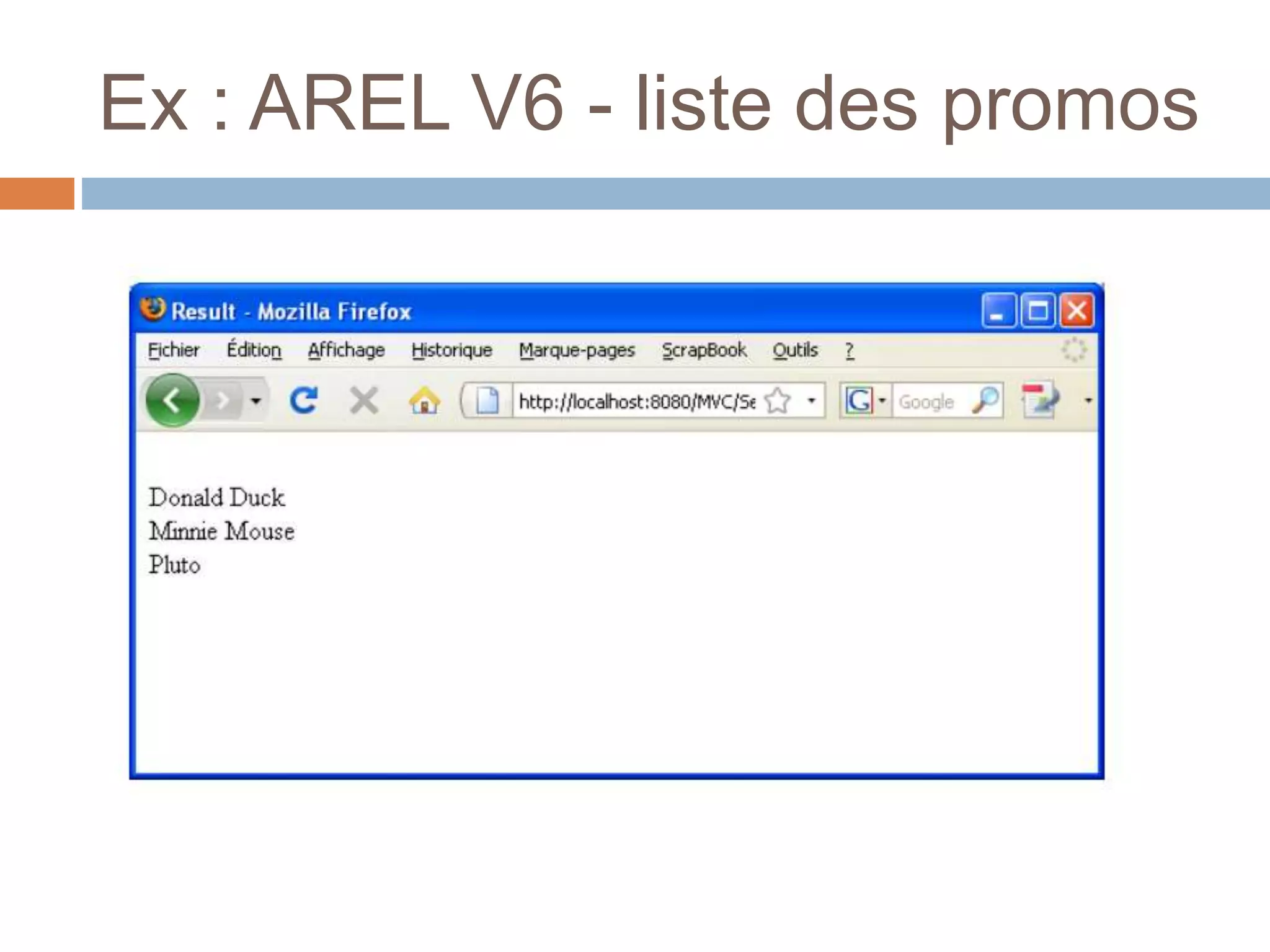 Ex : AREL V6 - liste des promos
 