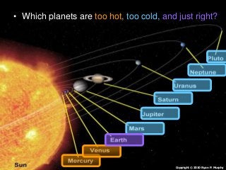 • Which planets are too hot, too cold, and just right?
Copyright © 2010 Ryan P. Murphy
 