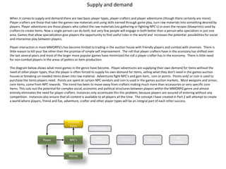 Supply and demand<br />When it comes to supply and demand there are two basic player types, player crafters and player adv...
