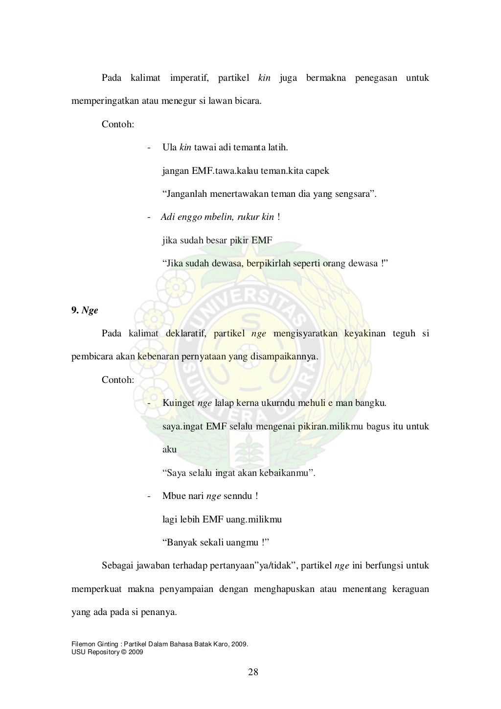 Partikel dalam bahasa batak karo