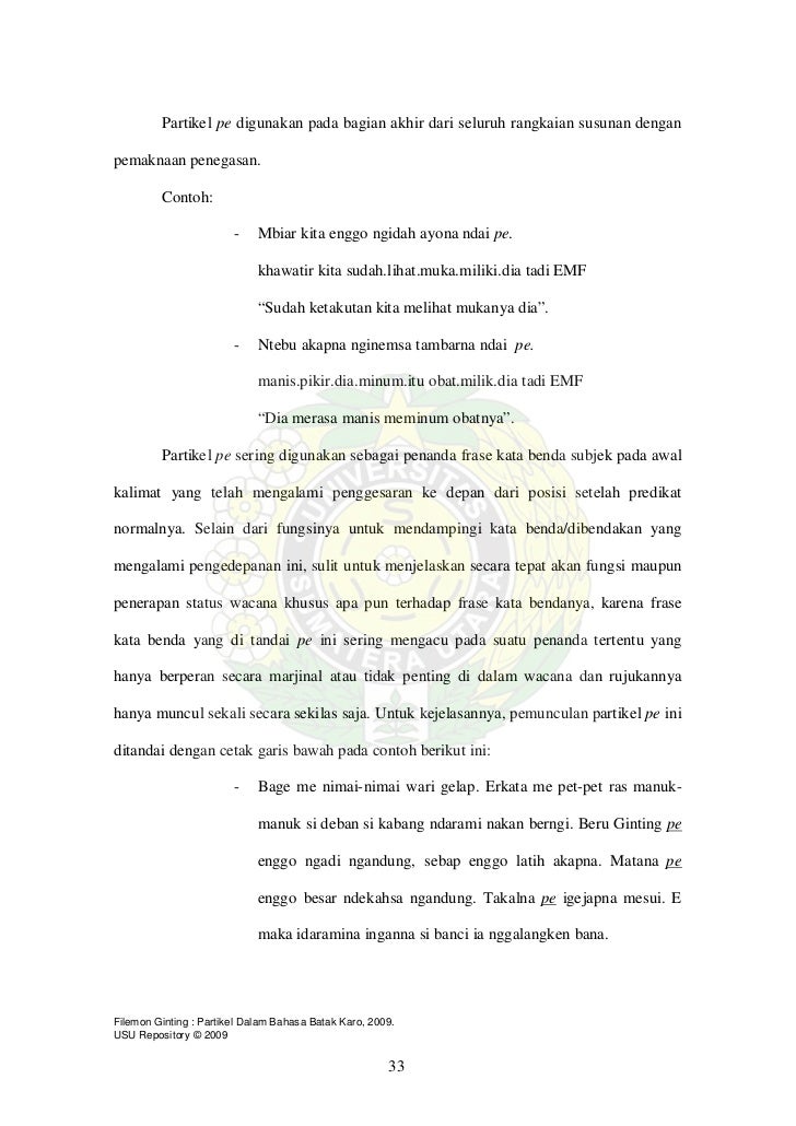 Partikel Dalam Bahasa Batak Karo