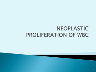 NEOPLASTIC PROLIFERATION OF WBC 1 
